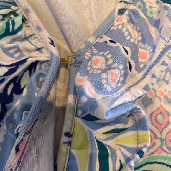 LILLY PULITZER Jessalynne Wrap Romper Blue Peri Lapis Lanterns - Picture 6 of 16